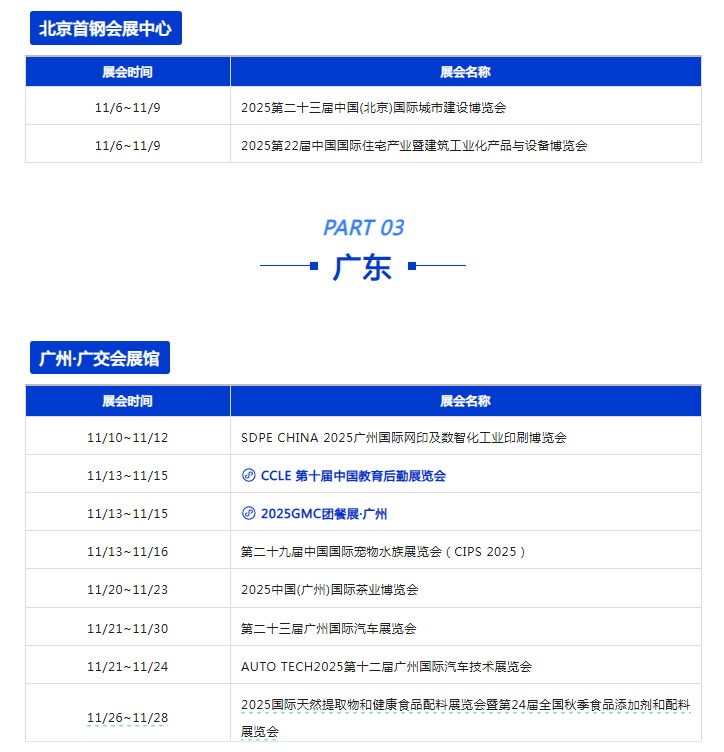 11月全国展会排期表：270+场展会覆盖全国各大城市！点击一目了然→(图8)