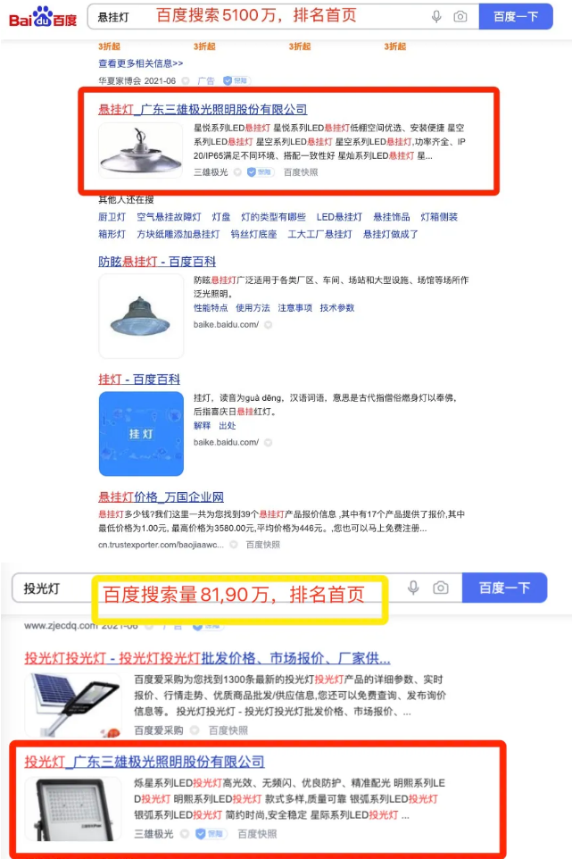 官网SEO案例:照明行业亿级搜索热词,如何稳霸百度首页(图1) 官网SEO案例:照明行业亿级搜索热词,如何稳霸百度首页(图1)